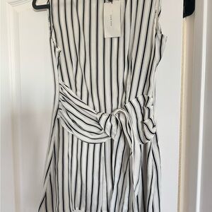 Zara Black and White Asymmetrical Tie Front Top
